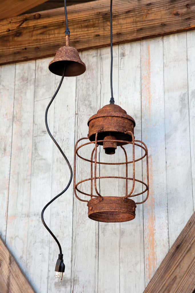 Salvaged Lantern Hanging Light Fixture - Bombay Mercantile