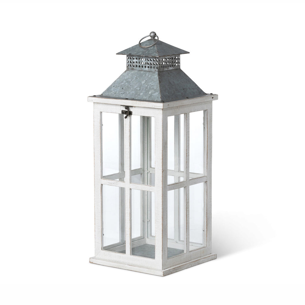 Coastal Whitewash Lantern, Medium - Bombay Mercantile