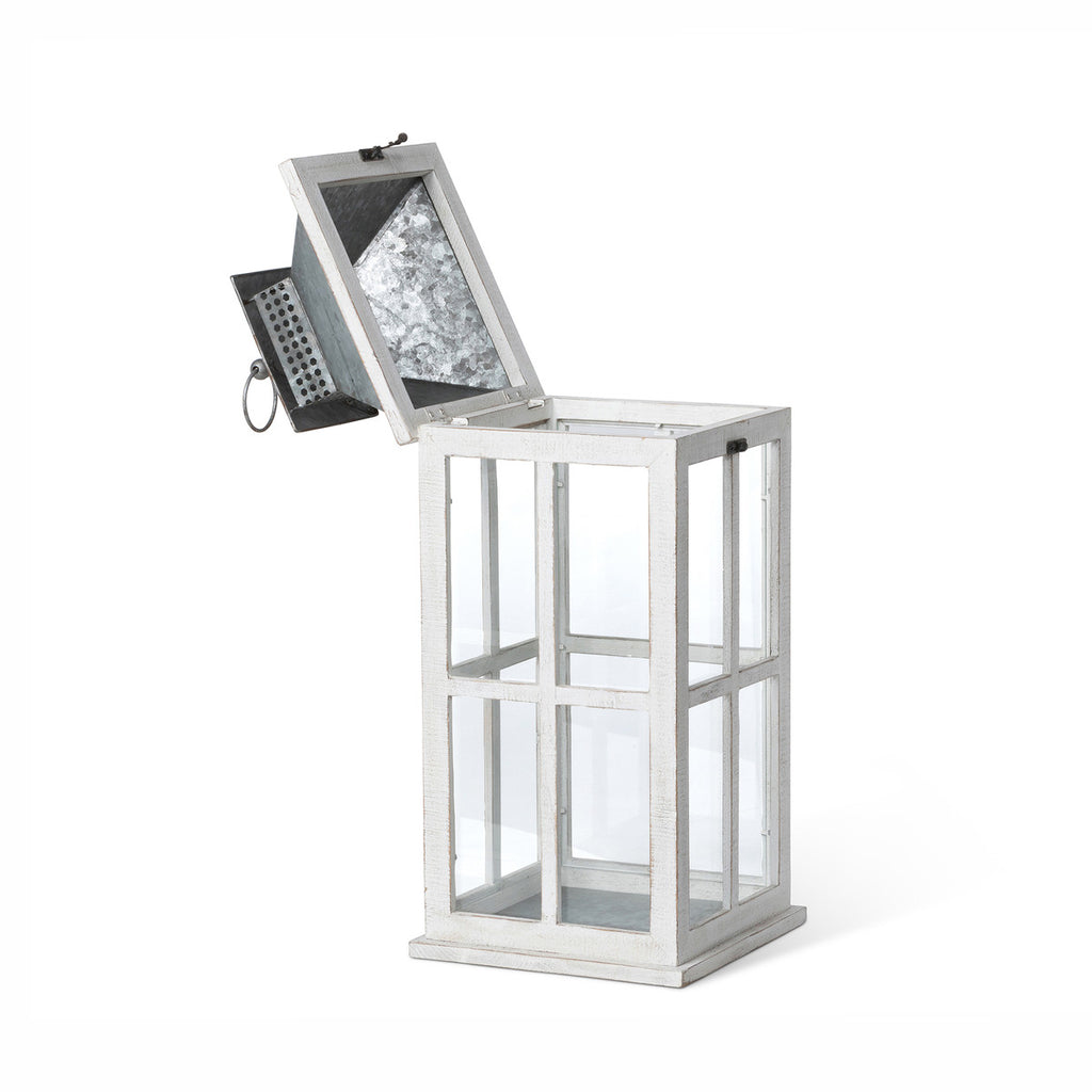 Coastal Whitewash Lantern, Medium - Bombay Mercantile