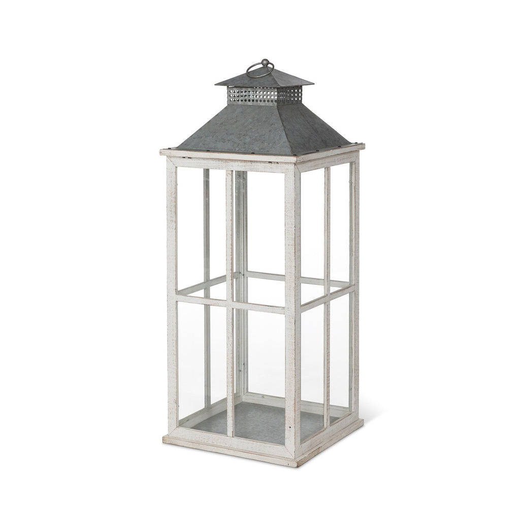 Coastal Whitewash Lantern, Large - Bombay Mercantile