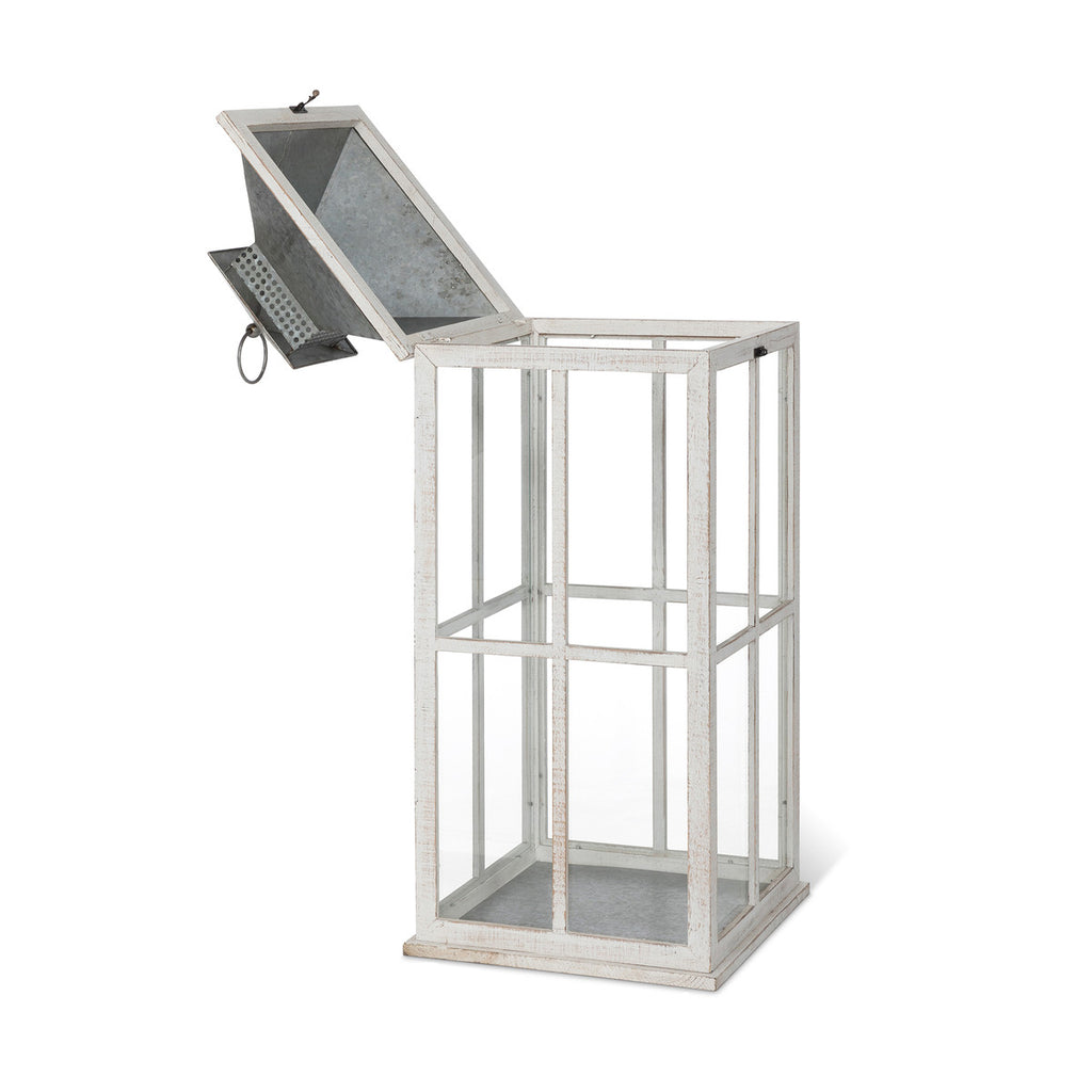 Coastal Whitewash Lantern, Large - Bombay Mercantile