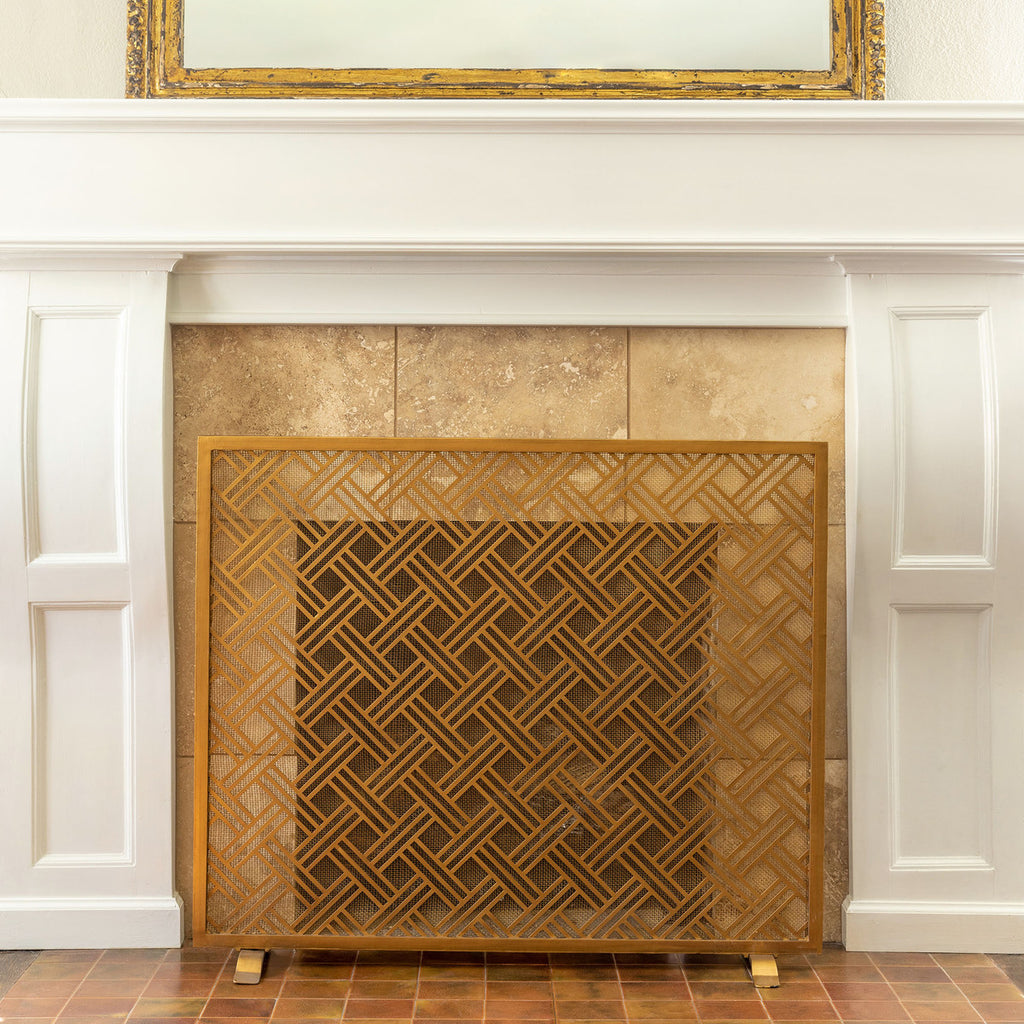 Cross Hatch Fire Screen - Bombay Mercantile