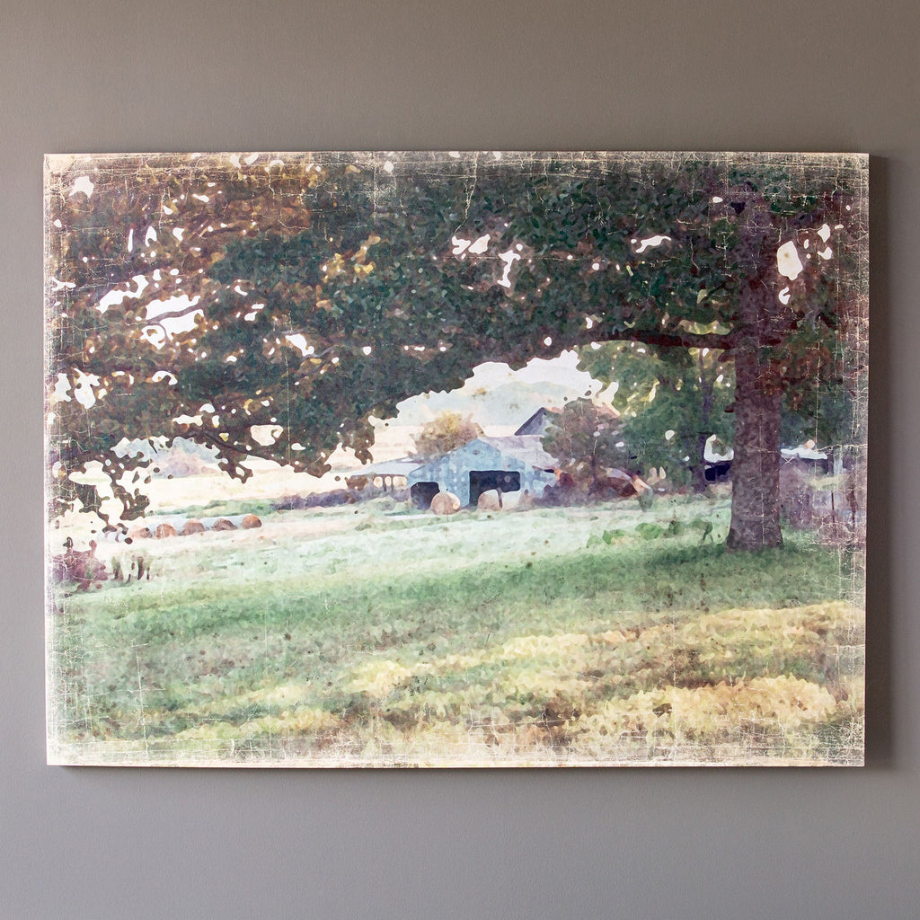 Distressed Watercolor Barn Print On Canvas - The Nifty Decor