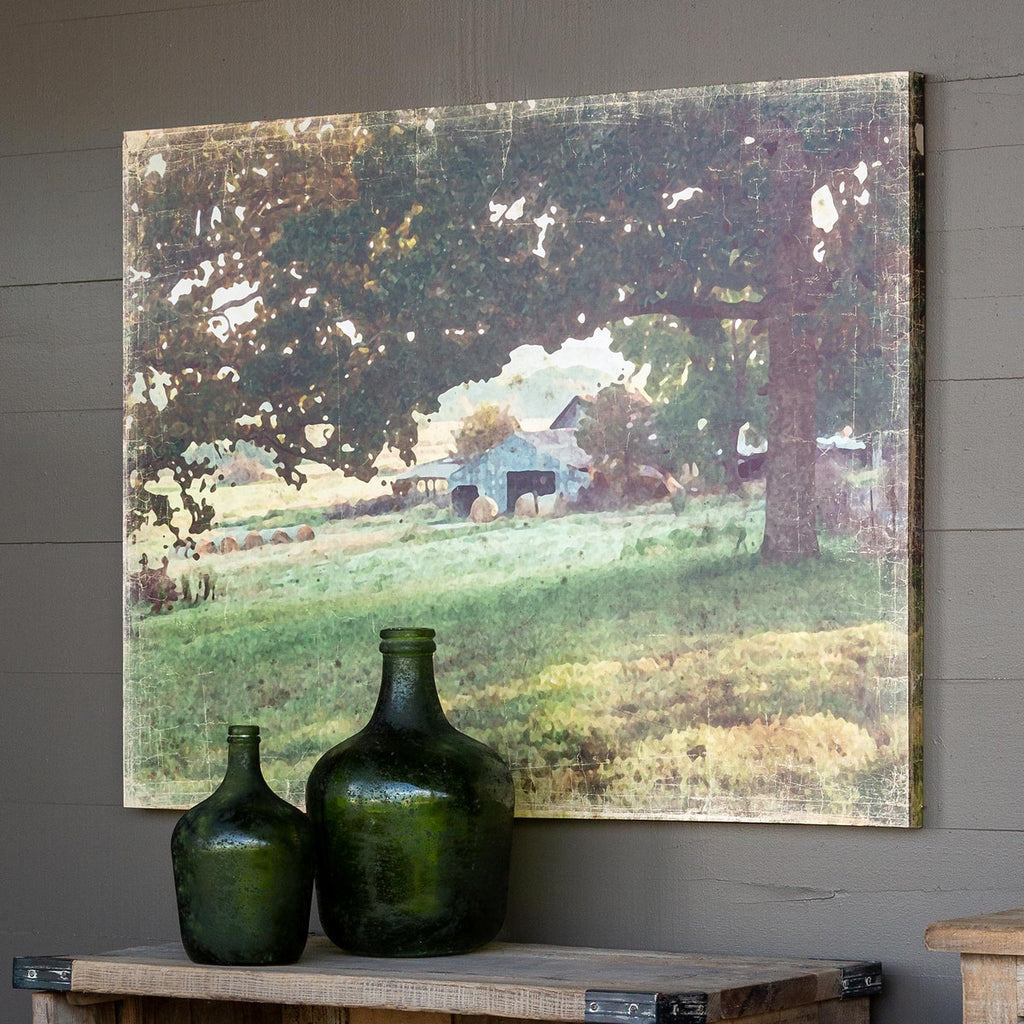 Distressed Watercolor Barn Print On Canvas - The Nifty Decor