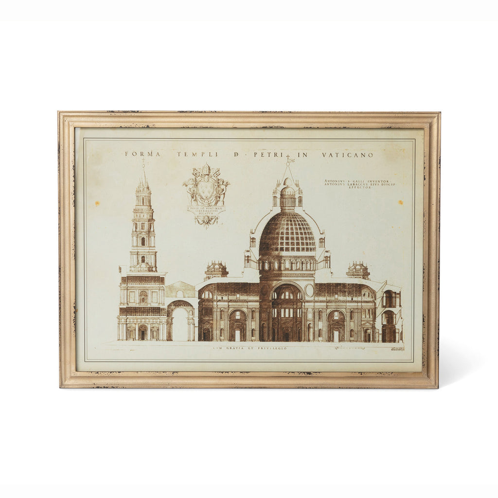 Vaticano Architectural Drawing Framed Print - Bombay Mercantile