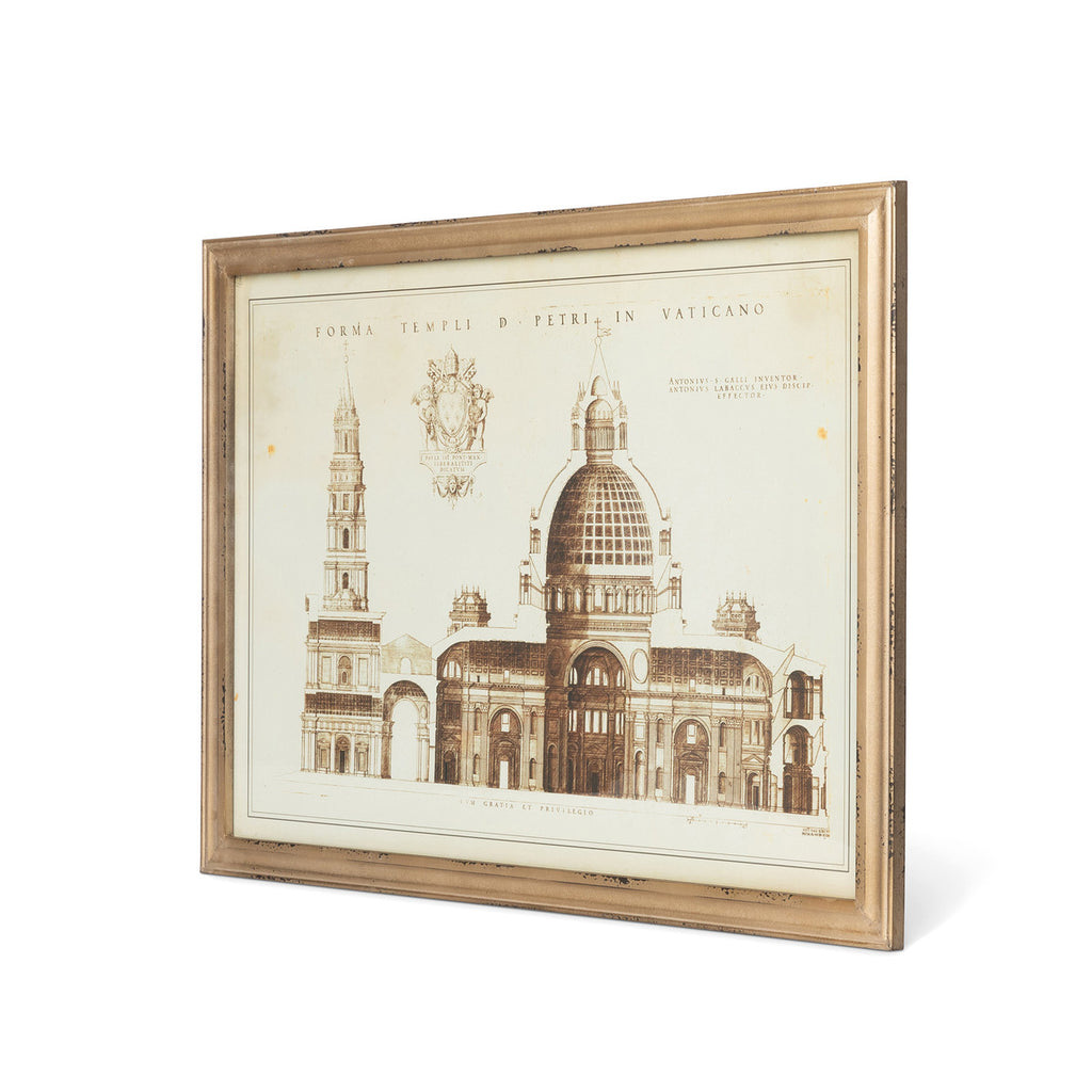 Vaticano Architectural Drawing Framed Print - Bombay Mercantile