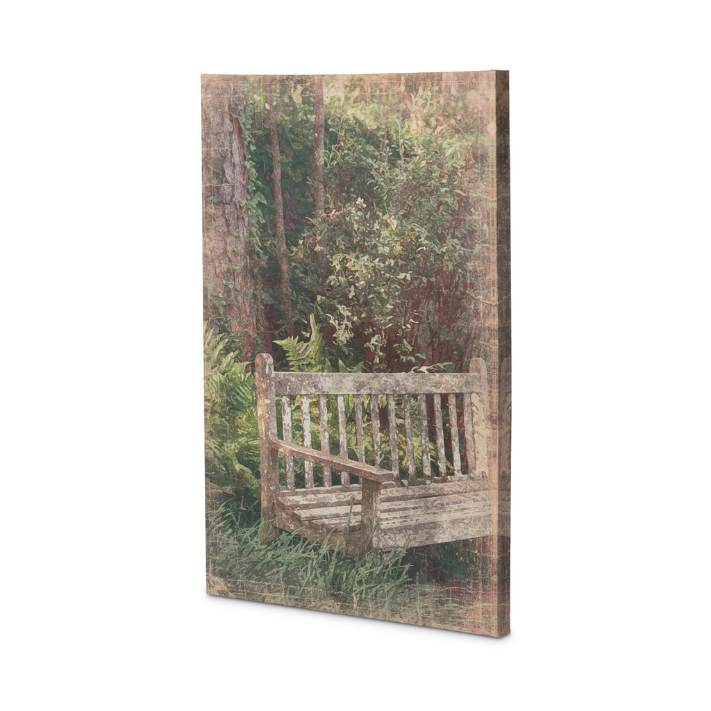 Secret Garden Bench Print on Canvas - Bombay Mercantile
