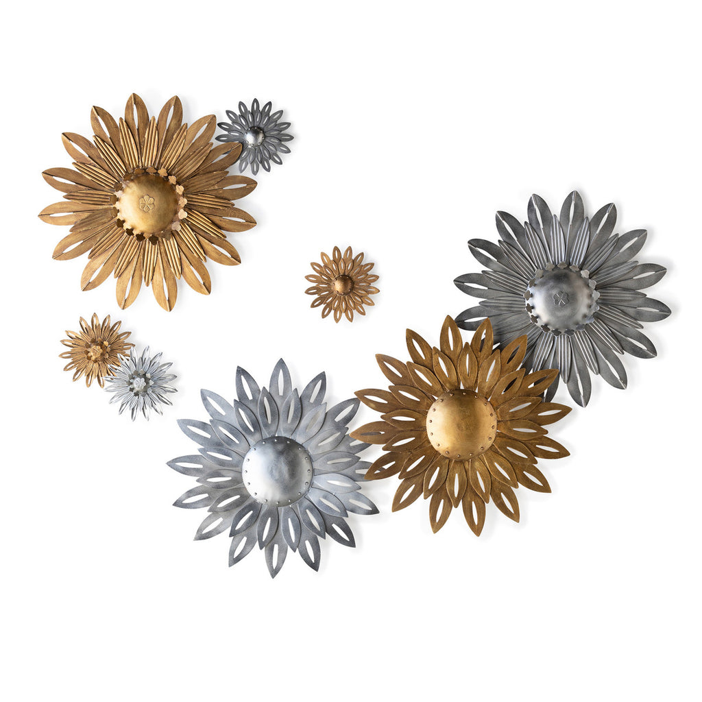 Aged Nickel Wall Sunflower - Bombay Mercantile