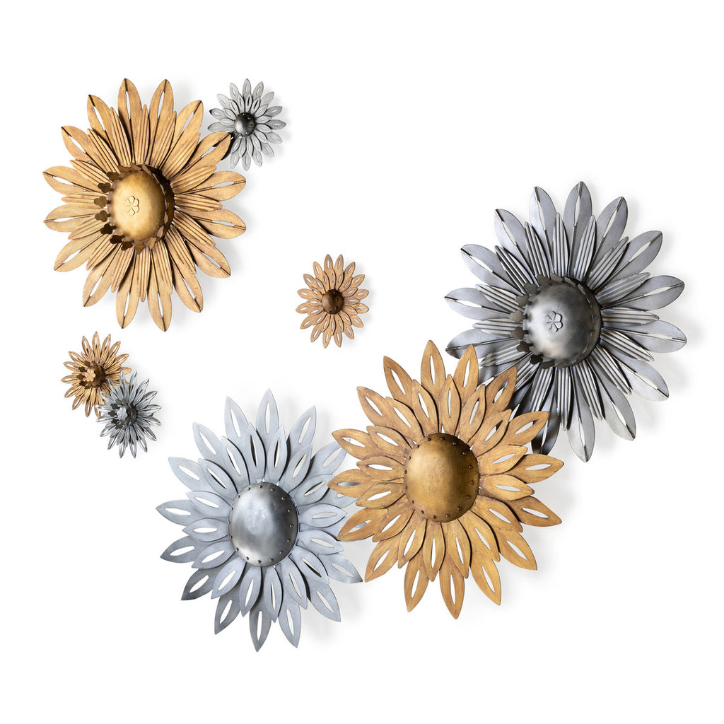 Aged Nickel Wall Sunflower - Bombay Mercantile
