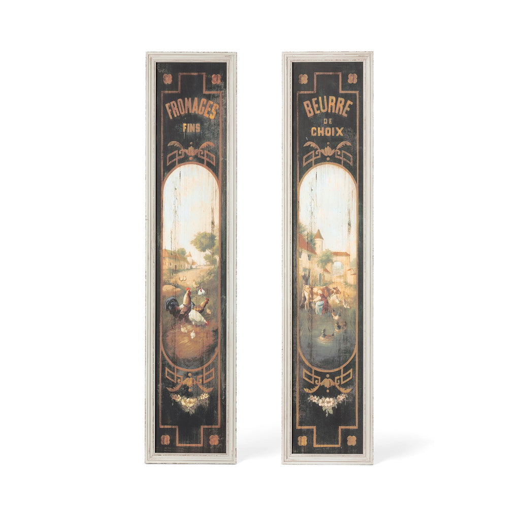 French Butter & Cheese Signs on Wood, Set of 2 - Bombay Mercantile