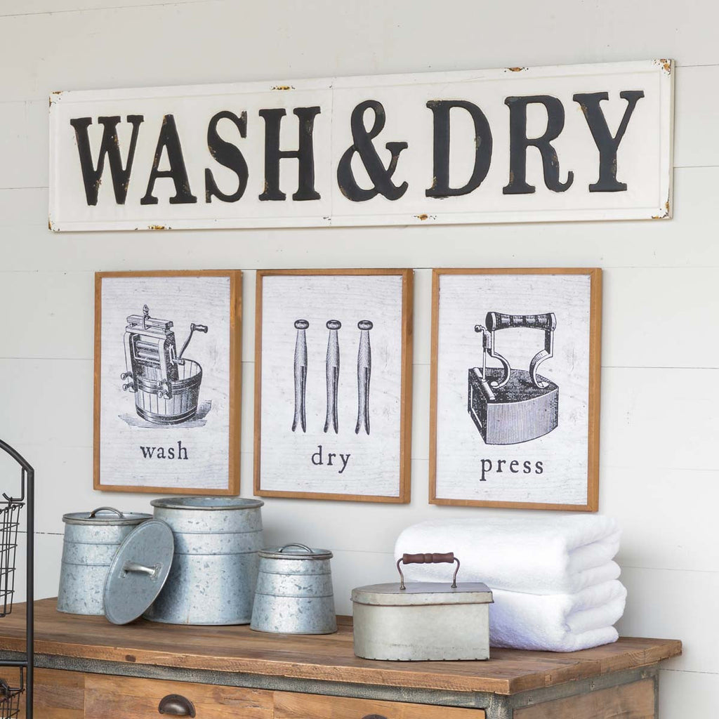 Embossed Metal Wash & Dry Sign - The Nifty Decor