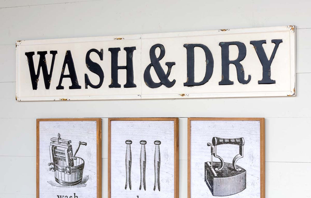 Embossed Metal Wash & Dry Sign - The Nifty Decor
