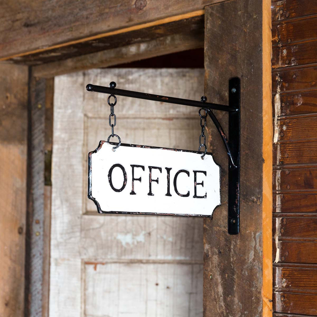 Metal Office Sign with Hanging Display Bar - Bombay Mercantile