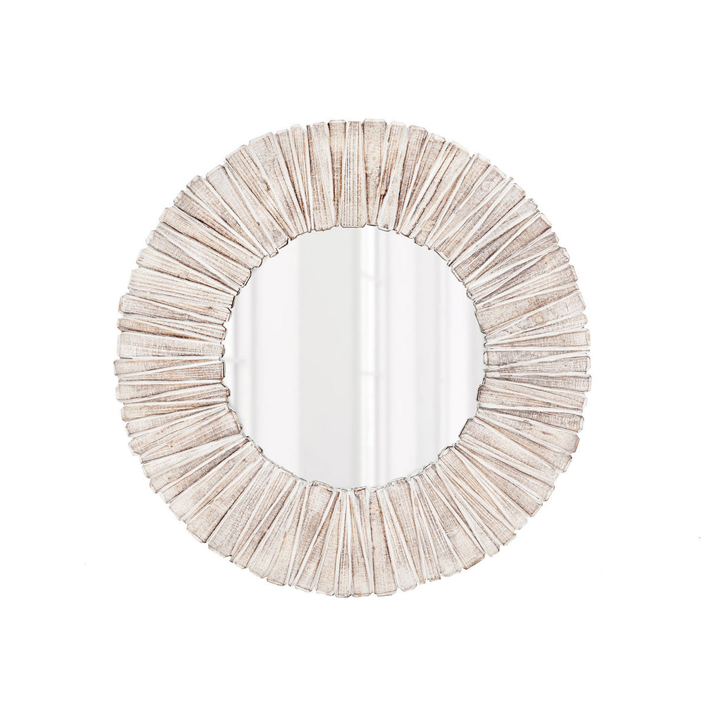Wood Slat Round Mirror - Bombay Mercantile
