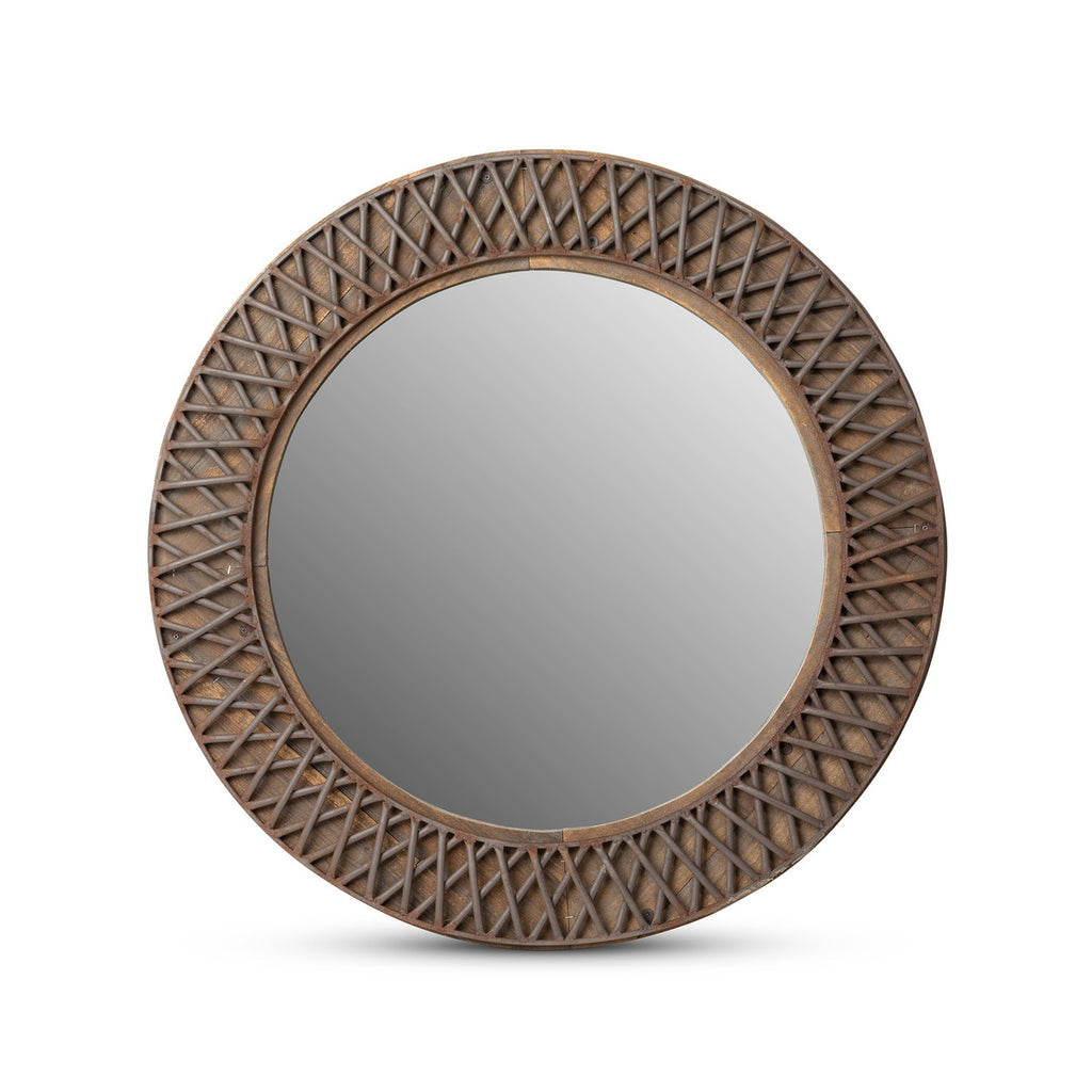 Iron Lattice Round Wall Mirror - Bombay Mercantile