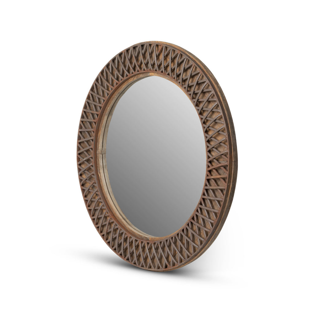 Iron Lattice Round Wall Mirror - Bombay Mercantile