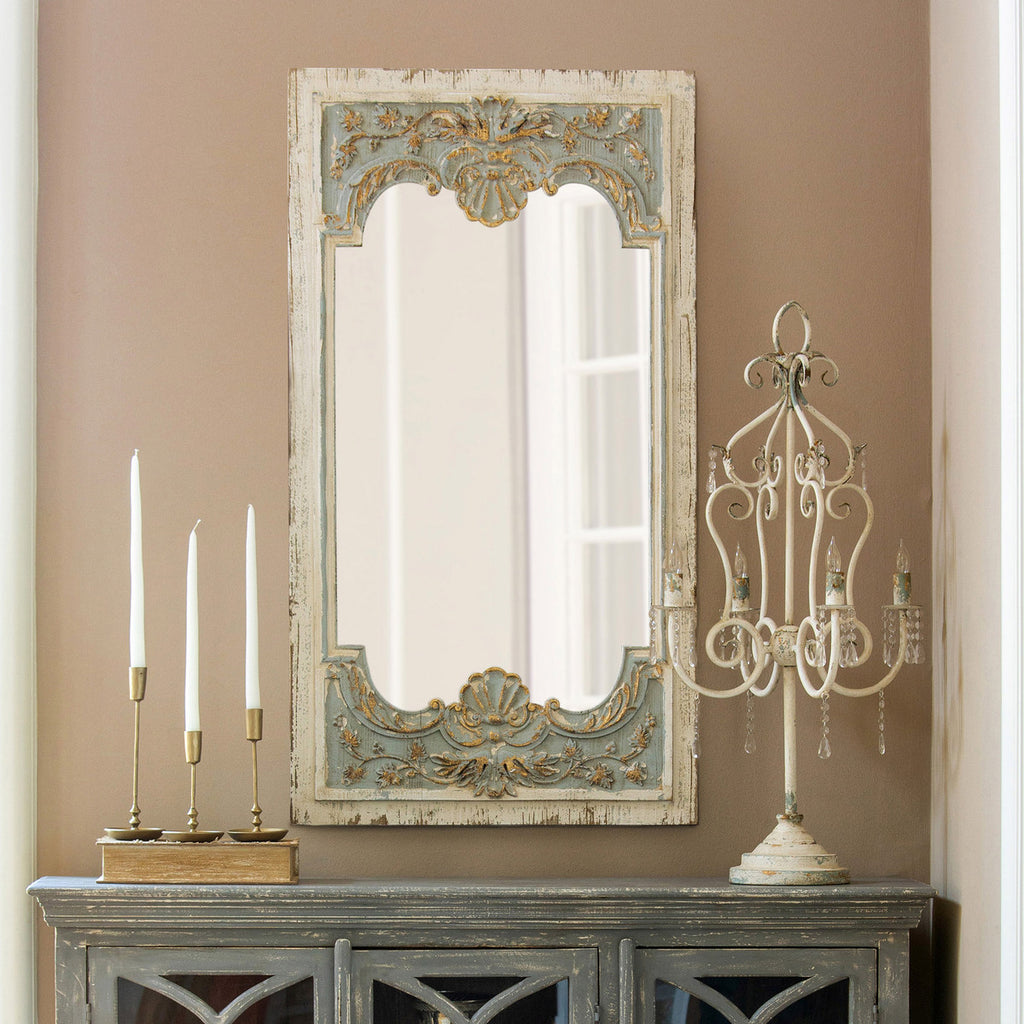 Coquille Carved Wood Mirror - Bombay Mercantile