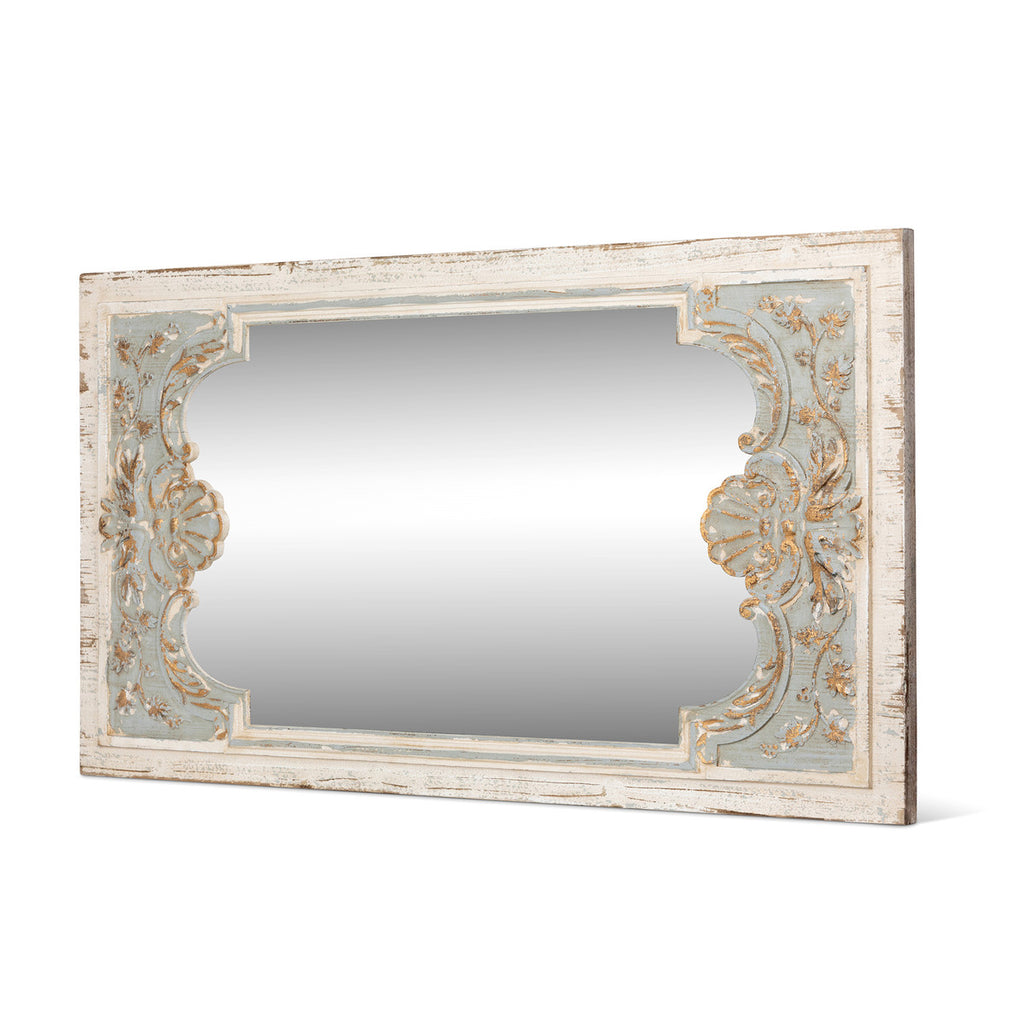Coquille Carved Wood Mirror - Bombay Mercantile