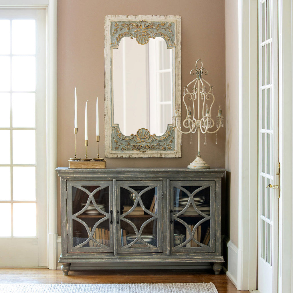 Coquille Carved Wood Mirror - Bombay Mercantile