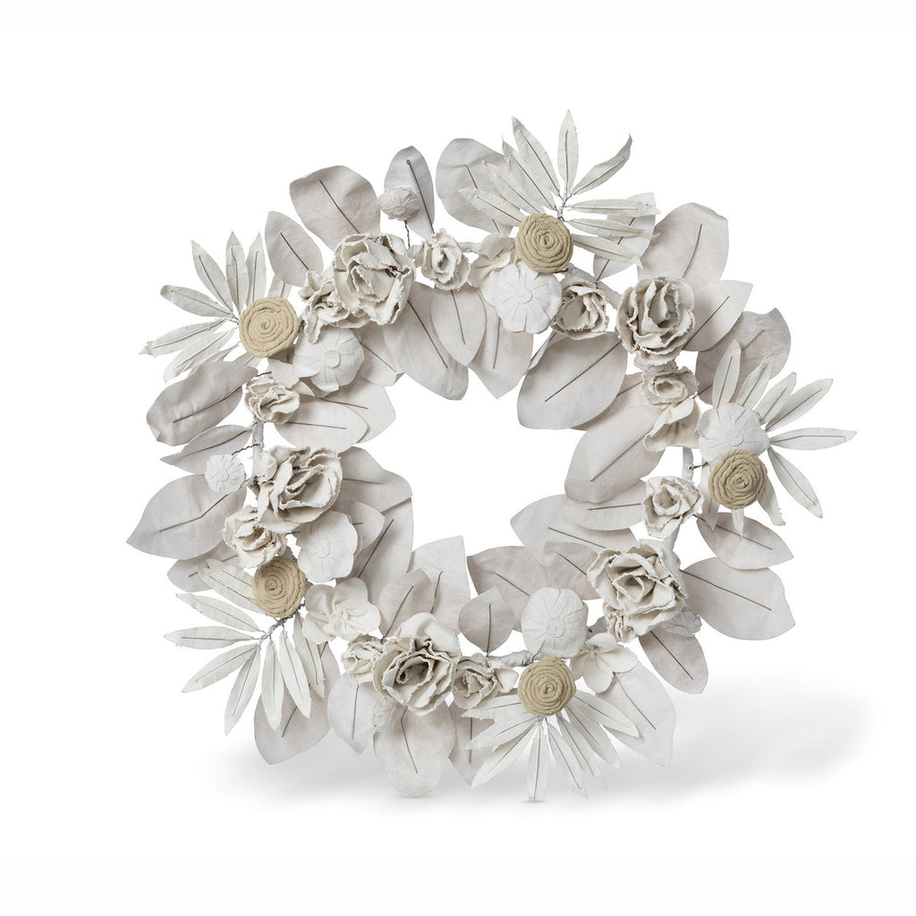 Upcycled Tent Canvas Floral Wreath - Bombay Mercantile