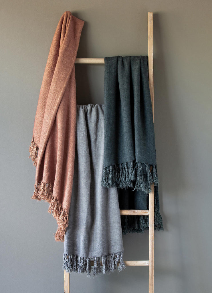 Washed Linen Throw, Faded Coral - Bombay Mercantile