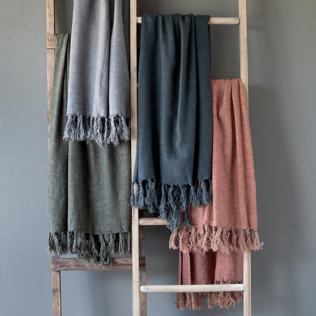 Washed Linen Throw, Faded Coral - Bombay Mercantile