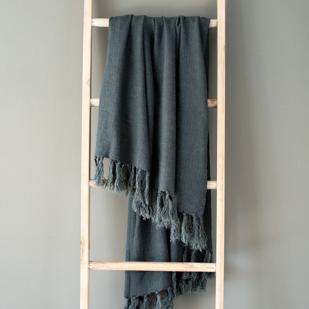 Copy of Washed Linen Throw, Indigo - Bombay Mercantile