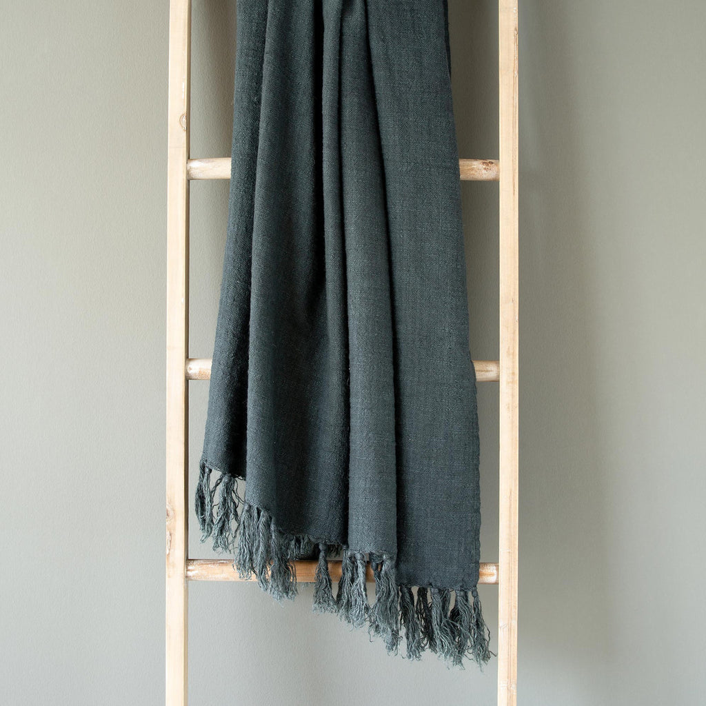 Copy of Washed Linen Throw, Indigo - Bombay Mercantile