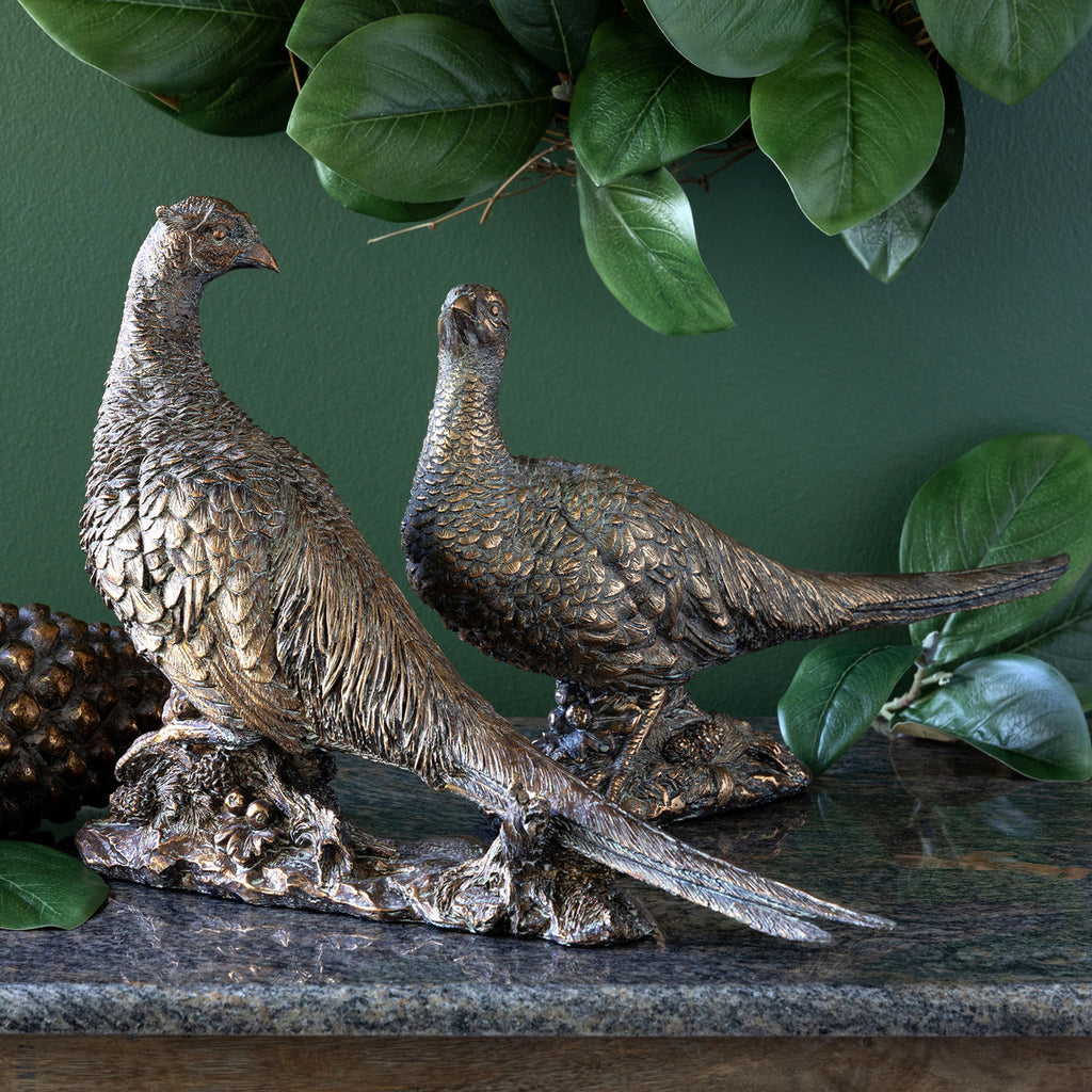 Bronze Pheasants, 2 Assorted Styles - Bombay Mercantile