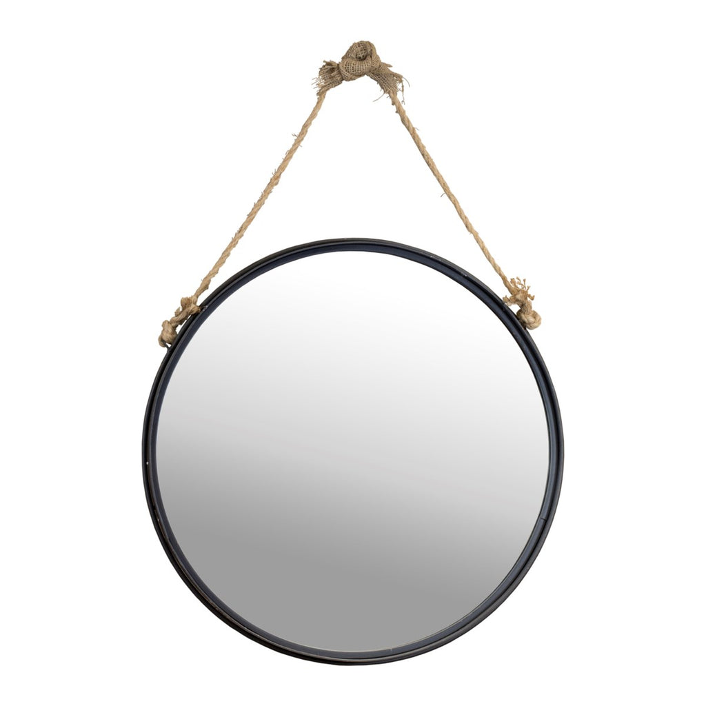 Distressed metal round hanging mirror 24" - Bombay Mercantile