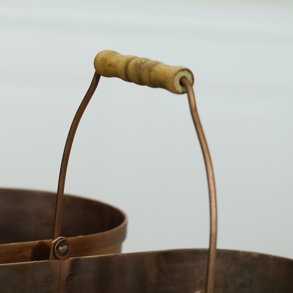 Copper galvanized metal bucket, set of 2 - Bombay Mercantile