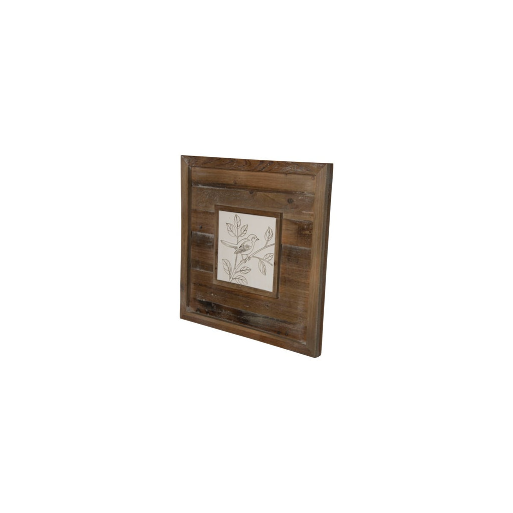 Chunky framed ceramic bird tile - Bombay Mercantile