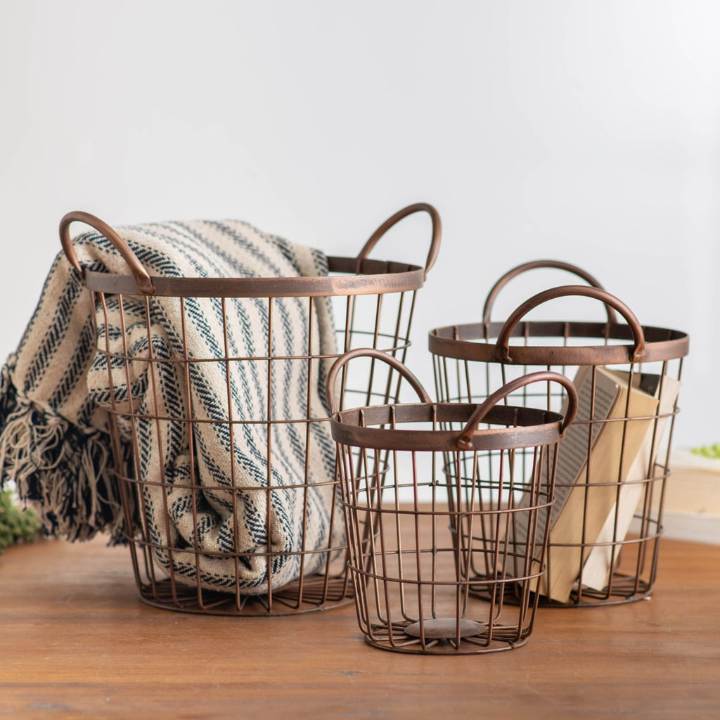 Set of 3 metal baskets - Bombay Mercantile