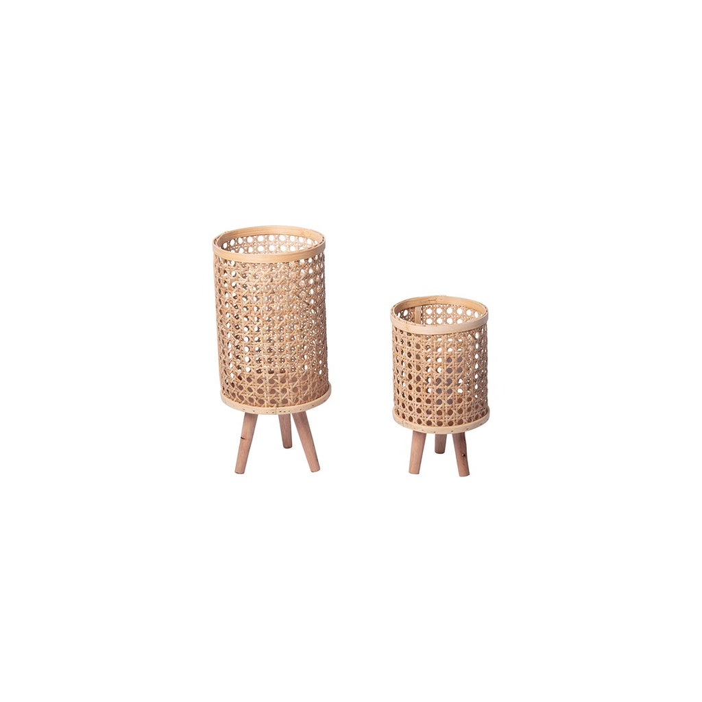 Rattan planters, Set of 2 - Bombay Mercantile