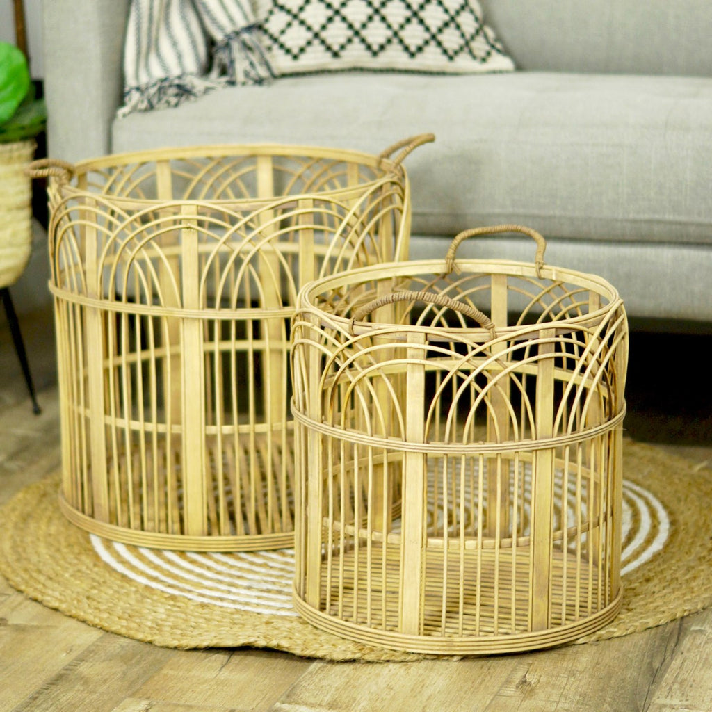 Large bamboo basket set - Bombay Mercantile
