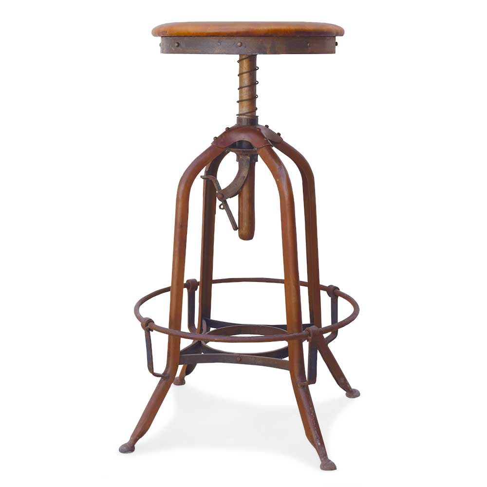 Iron leather Vintage Bar Chairs - Bombay Mercantile