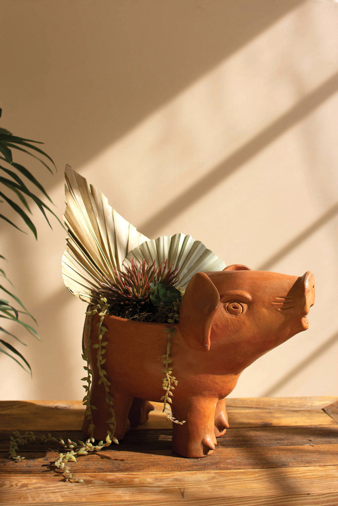 Terracotta pig planter - Bombay Mercantile