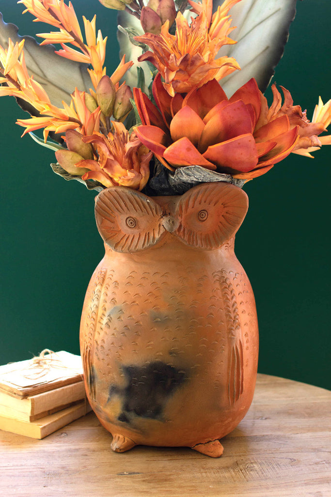 Terracotta owl planter - Bombay Mercantile