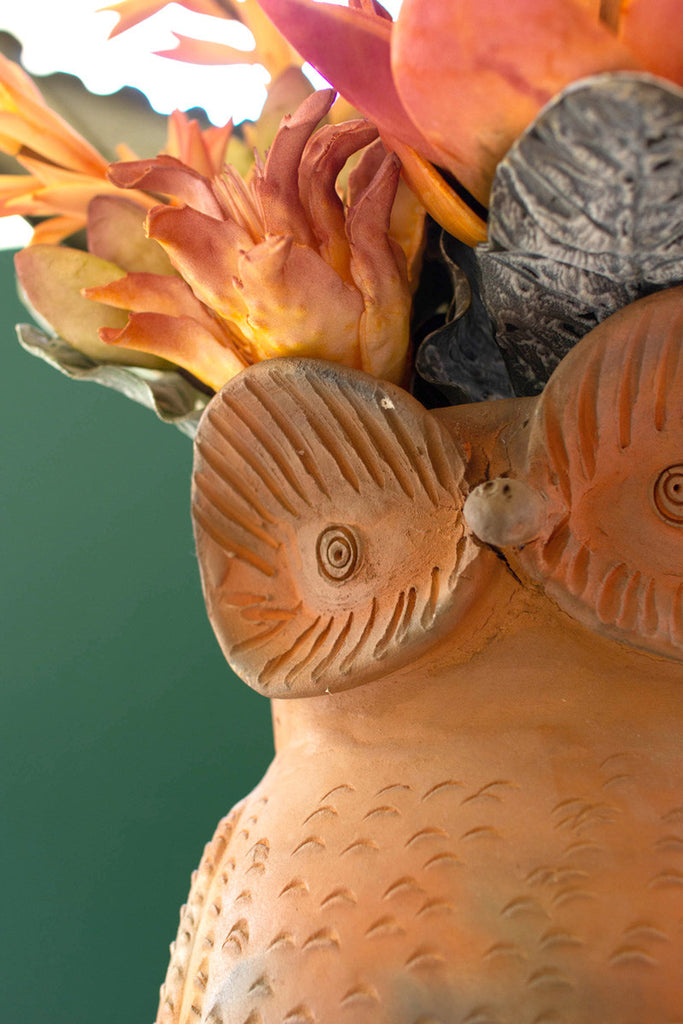 Terracotta owl planter - Bombay Mercantile