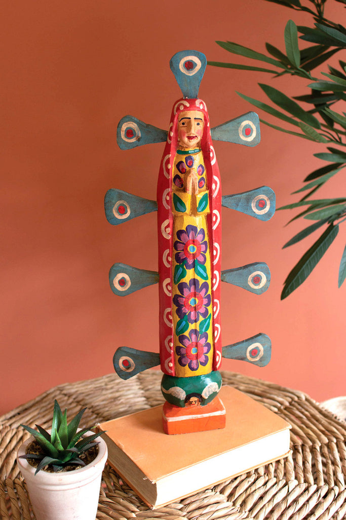 Painted wooden virgin guadalupe - Bombay Mercantile