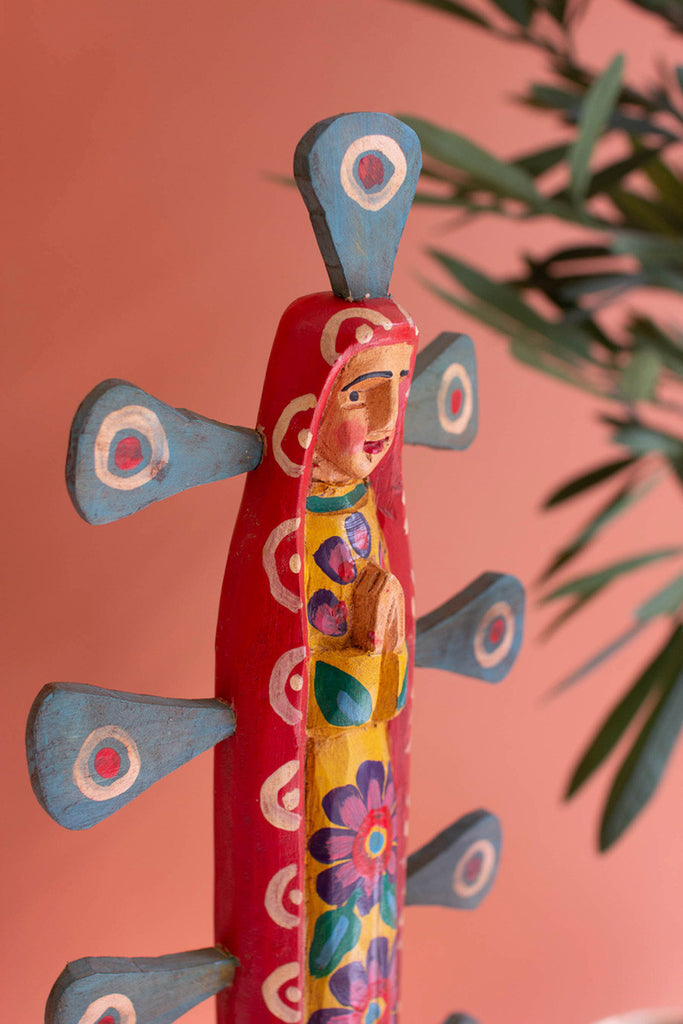 Painted wooden virgin guadalupe - Bombay Mercantile