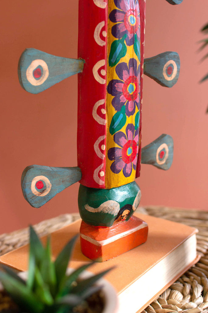 Painted wooden virgin guadalupe - Bombay Mercantile