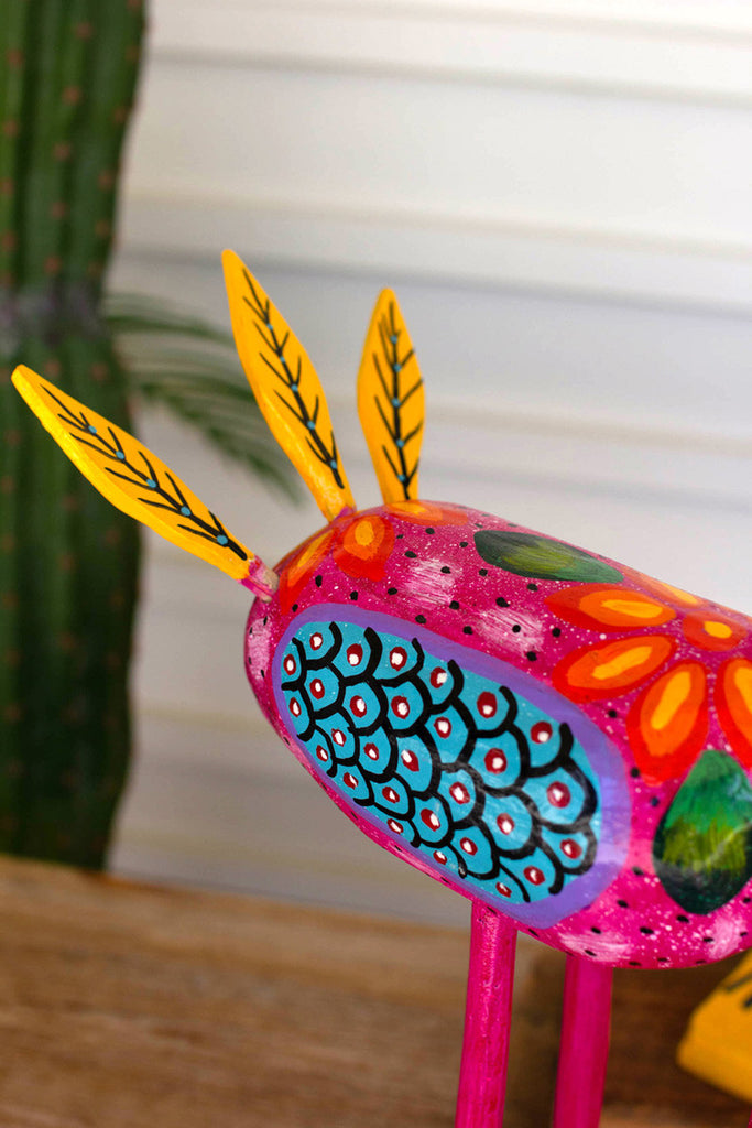 Set of 2 painted wooden birds - Bombay Mercantile