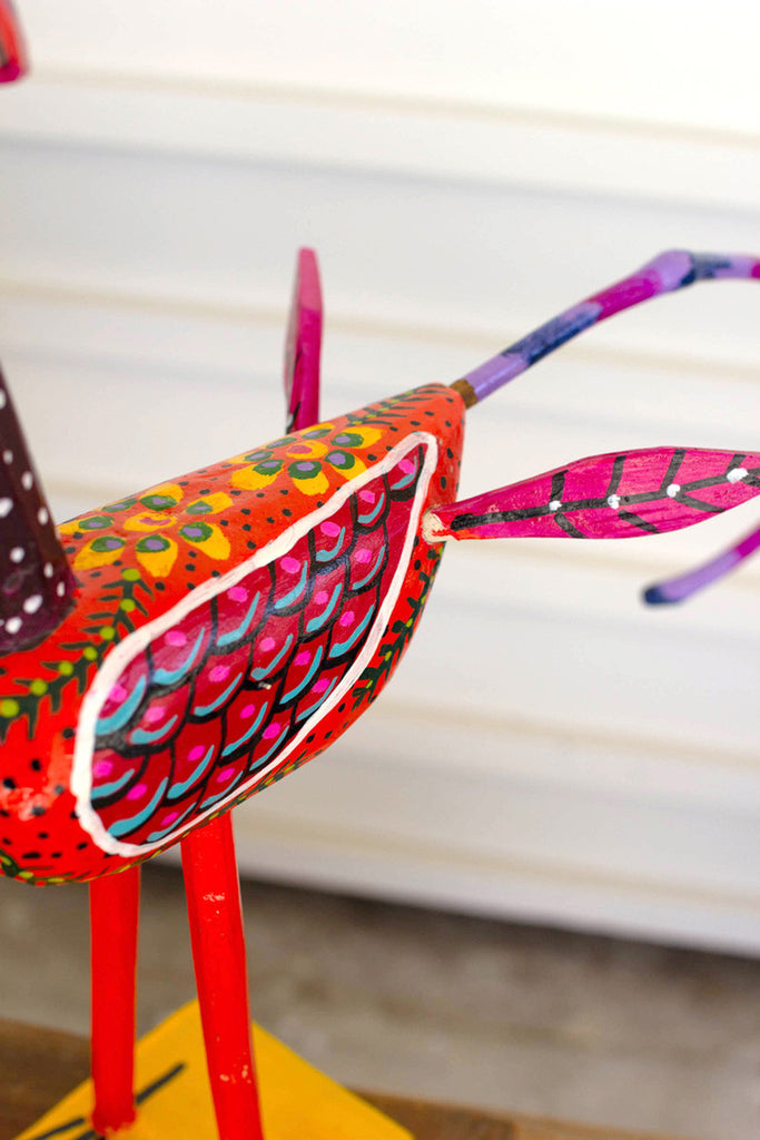 Set of 2 painted wooden birds - Bombay Mercantile