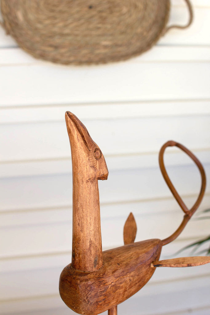 Set of 2 natural wooden birds - Bombay Mercantile