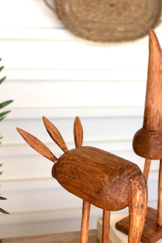 Set of 2 natural wooden birds - Bombay Mercantile