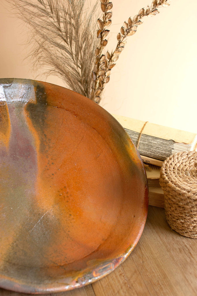 Clay green glaze charger - Bombay Mercantile