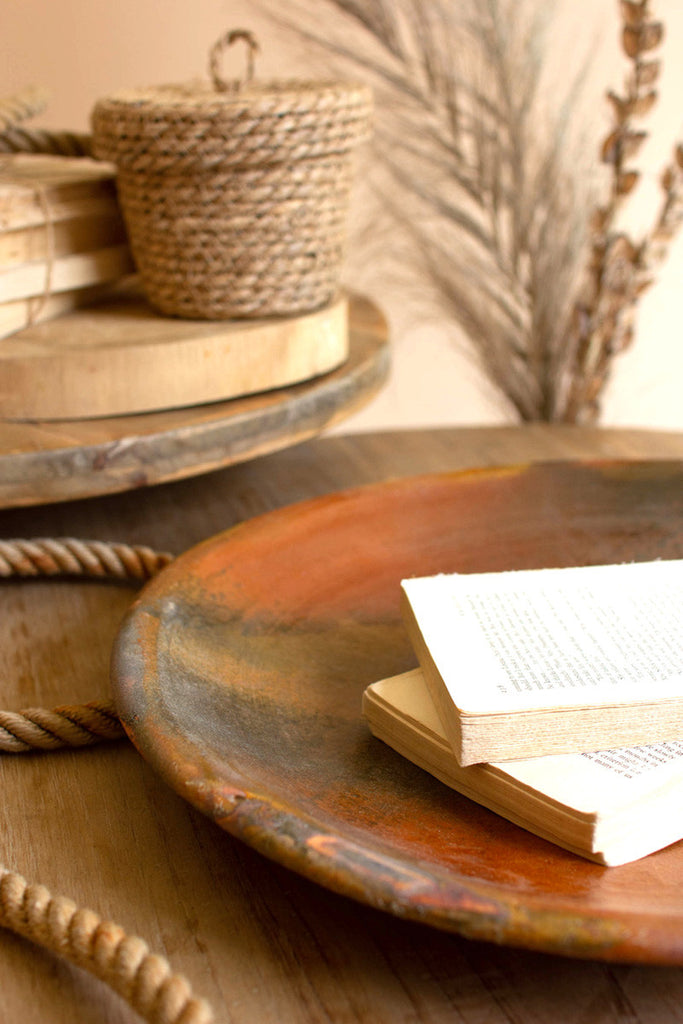 Clay green glaze charger - Bombay Mercantile
