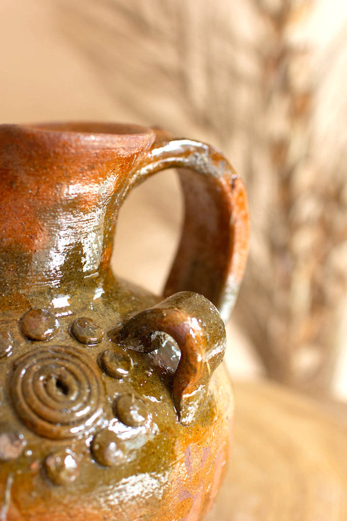 Clay green glaze pitcher - Bombay Mercantile