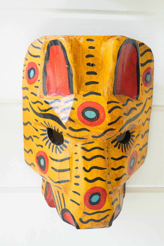 Set of 4 painted wooden animal masks - Bombay Mercantile
